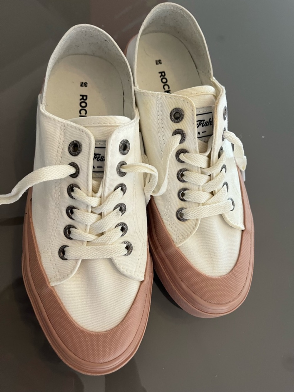 Rockfish Canvas Sneakers with Blush Pink rubber Toe and sole